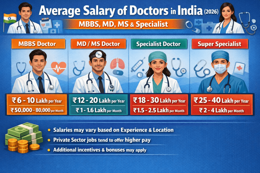 Average salary of doctor in india 2026