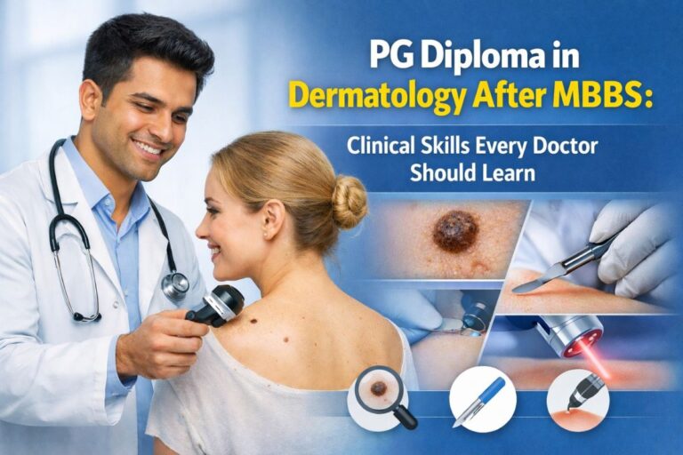 pg diploma in dermatology after MBBS clinical training for doctors in skin care