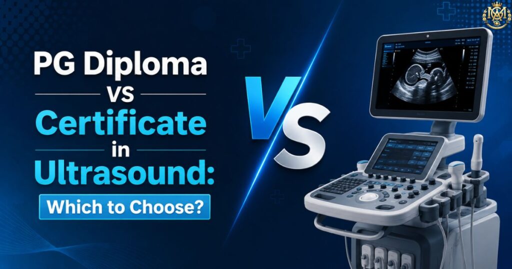 Doctor performing a scan to compare the PG Diploma in Ultrasonography and Certificate