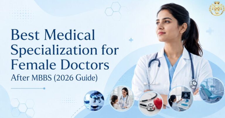Confident female doctor representing the best medical specialization options after MBBS