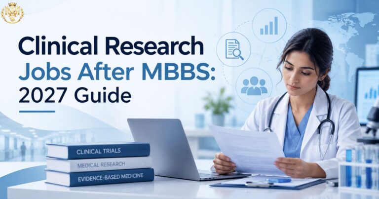 Doctor reviewing clinical trial data representing pharmaceutical and clinical research careers after MBBS